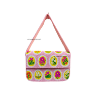 Bolso de Hombro de Lona con Cuentas, Estilo Bohemio, con Diseño Floral Bordado, Hecho a Mano, con una Sola Correa, Tema Veraniego para Mujer