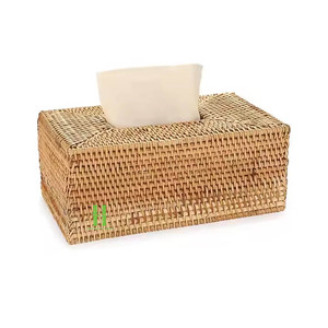 Handwoven Water Hyacinth Tissue Box With Wood Lid Handwoven OEM Variety of Colors Decoration <b>Table</b> and <b>Bath</b> Accessories - Product Image 2