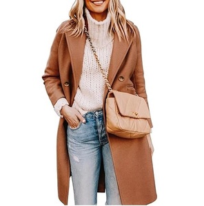 <b>Black</b> Color Blank Plain Woolen Winter Warm Single Breasted Outerwear <b>Trench</b> <b>Coat</b> <b>Plus</b> <b>Size</b> Windproof Elongated <b>Trench</b> Overcoat - Product Image 5