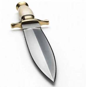 Herramienta utilitaria simétrica ancha de acero satinado hecha a mano con mango de hueso y latón - Product Image 6