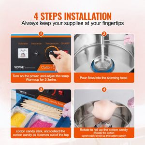 Máquina eléctrica de algodón de azúcar comercial de 1000W, cuenco de acero inoxidable azul, cajón de cuchara para el hogar, fiesta de cumpleaños para niños, familia - Product Image 5