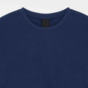 เสื้อยืดคอกลมแขนสั้นสีกรมท่าสำหรับผู้ชาย ผ้าฝ้าย 100% ผ้าเจอร์ซีย์เรียบ สวมใส่สบายๆ - Product Image 6