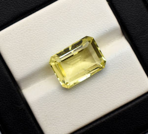 Piedra Preciosa de Cuarzo Limón Natural, Cuarzo Limón Amarillo 14X10 mm, Corte Esmeralda, para Joyería, 7.60 Quilates, Piedra Preciosa Suelta para Joyería - Product Image 3