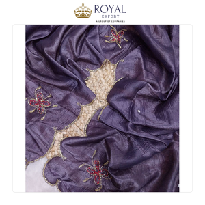 Nouvelle arrivée : Saree indien pour femme, design accrocheur, tissu doux, or froissé, avec travail Khatli fait main, idéal pour les mariages, en vente. - Product Image 2