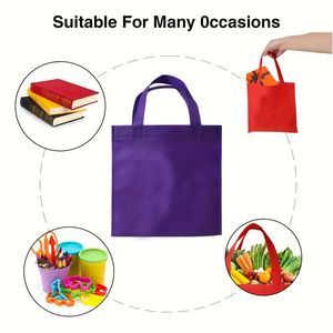 50 Sacchetti Riutilizzabili in Tessuto Non Tessuto da 7.9x7.9 Pollici, Colori Arcobaleno Misti con Manici Antiscivolo Magenta, Pieghevoli per Matrimoni - Product Image 3