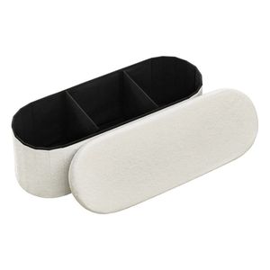 Banc de rangement contemporain en polaire Teddy avec couvercle rabattable, repose-pieds multifonctionnel pour chambre et entrée - Product Image 6