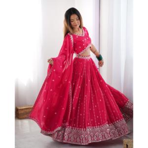Evening Party Wear Lehenga Choli with Thread & Sequence Work - Product Image 6