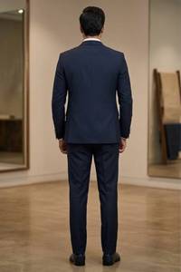 Costume de smoking slim brodé à la main pour homme, idéal pour mariage et soirée, noir, 100 % coton, service OEM pour le marié - Product Image 2