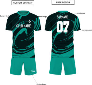 Ensemble de maillots de football personnalisés sublimés pour hommes, manches courtes, col mandarin, vert et noir, 100 % polyester, respirant et anti-humidité, été - Product Image 6