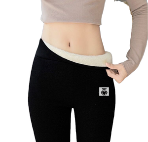 Leggings décontractés taille haute pour femmes, motif animal brodé fantaisie, sans couture, antibactériens, respirants, en polaire - Product Image 3