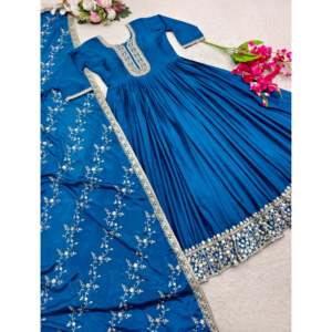 Conjunto de Vestido de Fiesta y Dupatta para Mujer de Diseñador con Elegante Bordado - Product Image 5