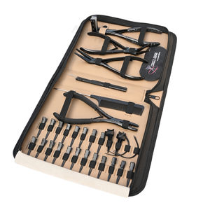 Kit d'outils pour extensions de cheveux noirs avec pince à sertir à deux trous, ouvre-perles, pince de fermeture, clips et crochets de tirage - Product Image 1