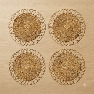 High Quality Rattan <b>Placemat</b> Handwoven Rustic <b>Round</b> Table Mat Eco Friendly Kitchen Dining Decor From Direct Manufacturer - Product Image 6