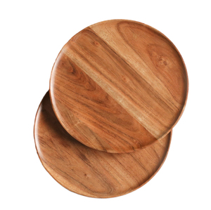 Juego de dos impresionantes platos de madera para vajilla, decoración de hoteles y uso en la cocina. - Product Image 1