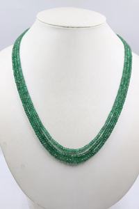 Collier Rondelle à Facettes Émeraude Naturelle de Zambie 4-4.5mm Collier Émeraude - Product Image 3