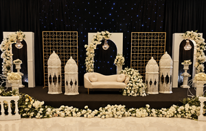 Dernières décorations de scène de mariage musulmane Walima, décorations de scène de mariage en cristal, décorations de scène de mariage royal, rideaux et ornements USA - Product Image 3