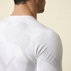 Men's Quick Dry <b>Compression</b> Sport <b>Shirt</b> Half Sleeve Solid Front Logo Sporty Slim Fit O-Neck Workout Top - Product Image 2