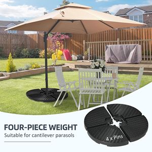 Pesi in HDPE da 175 libbre riempibili con acqua e sabbia per ombrelloni a braccio, base marrone per ombrellone a braccio, set da 4 pezzi per cortile, giardino, parco - Product Image 4