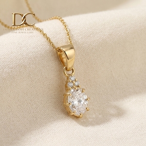 IGI Certified Fine Jewelry 14KT <b>Solid</b> Yellow <b>Gold</b> Lab Grown Diamond <b>Pendant</b> Necklace Classic Latest Collection for Women's - Product Image 3