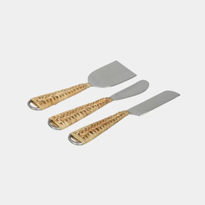 Ensemble de couteaux à fromage en laiton avec manche en rotin tressé, trancheuse et couteau à fromage, nouveau design personnalisé - Product Image 2