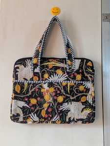 Handcrafted Quilted Cotton Laptop <b>Bag</b> with Floral Block Print, Padded <b>Computer</b> Shoulder <b>Bag</b> for Women Travel & Office - Product Image 3