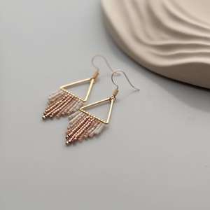 Geometric <b>Drop</b> Earrings Gold Plated Alloy Beaded Women's Bohemia Style Jewelry By Universal Overseas INDIA - Product Image 1