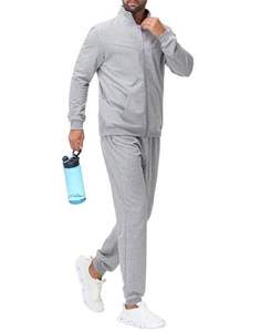 Ensemble de survêtement pour homme en 2 pièces, imprimé léopard jacquard, col zippé, taille élastique, spandex/polyester, manches longues, tenue de sport décontractée - Product Image 2