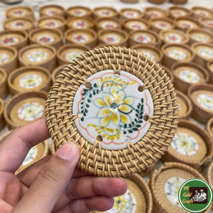 Plateau à tasses en rotin tressé fait main, en fibre de rotin, pour la placement des tasses, décoration de table, artisanat domestique, provenant du Vietnam, vente au détail - Product Image 1