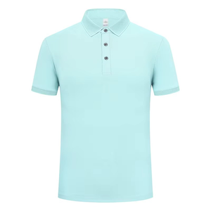 Chemise piqué noire unie anti-plis en polyester à manches courtes pour homme, coupe décontractée, tricotée avec boutons - Product Image 2