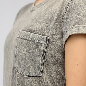 Camiseta Vintage de Verano para Mujer, Lavada con Ácido, de Alta Calidad, con Hombros Caídos, Transpirable y Ecológica, Precio al por Mayor - Product Image 3