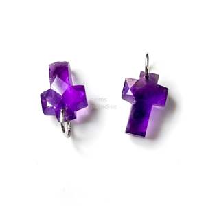 จี้รูปไม้กางเขนอเมทิสต์สีม่วง AAA เงินแท้ 925 แกะสลักด้วยมือ ประดับอเมทิสต์ สำหรับทำเครื่องประดับ - Product Image 2