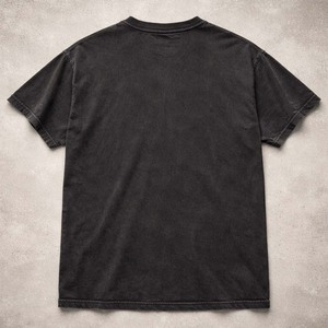 Men's Heavyweight 100% Cotton Streetwear Tee with Custom Logo Vintage Washed Black Oversized Fit High Street Style - Product Image 2