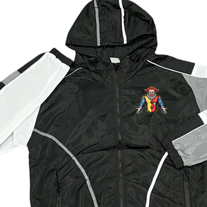 Branded <b>Black</b> Hooded <b>Windbreaker</b> Tracksuit Embroidery Full Sleeve Zipper Front Side Pockets Autumn Sporty Style Adult Wear - Product Image 2