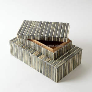 Caja de madera de resina con incrustaciones de hueso de buey, caja de joyería hecha a mano y embalaje para regalos, 2025 - Product Image 3