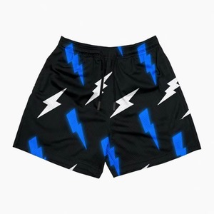 Pantalones cortos de baloncesto de malla de poliéster sublimados personalizados de alta calidad para hombre con rayos, transpirables, deportivos, para gimnasio - Product Image 5