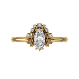 แหวนเพชรทรงมาร์คีส์ขนาด 7 US ไซส์ ผลิตในห้องปฏิบัติการ เงินแท้ 925  ทอง 9kt, 14kt, 18kt สำหรับเครื่องประดับผู้หญิง - Product Image 4