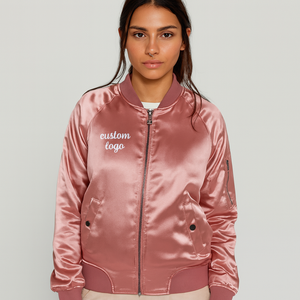 Chaqueta Universitaria de Satén |   Parche Bordado con Logotipo Personalizado |   Chaqueta Bomber Estilo Urbano |   Fabricante Mayorista a Granel - Product Image 1