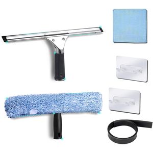 Lot de 2 kits de nettoyage de vitres multifonctionnels antirouille de 14 pouces avec raclette pour portes de douche, miroirs de salle de bain et surfaces en verre de qualité supérieure - Product Image 1