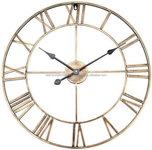 นาฬิกาแขวนผนังโลหะนาฬิกาควอตซ์ขนาดใหญ่สำหรับตกแต่งบ้านสไตล์ชนบทโบราณ - Product Image 1