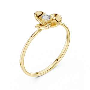 Anillo de oro macizo de 14k para mujer con diseño minimalista de diamantes tallados redondos con motivos florales o de hélices inspirados en la naturaleza, ideal para regalo o compromiso. - Product Image 3