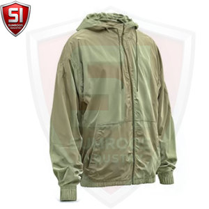 Blouson bomber à capuche pour homme, léger, en polyester, coupe-vent, décontracté, vêtement d'extérieur pour l'automne, avec poches, fermeture éclair, couleur unie - Product Image 4