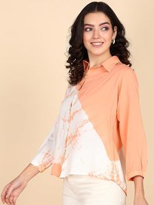 Camisa Informal de Manga Larga con Cuello Abotonado y Estampado Tie-Dye Hecha a Mano en Rayón para Mujer, Marca Maaesa, Corte Regular, Estilo Simple para Oficina, Primavera/Verano - Product Image 4