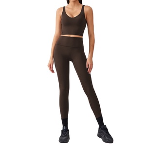 Conjunto Deportivo de Yoga para Mujer, de Alta Calidad, Transpirable y Ligero, con Top Deportivo y Leggings de Alta Elasticidad, Cintura Elástica, 2 Piezas, para Uso Diario - Product Image 1