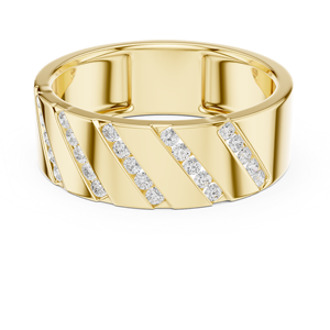 Men's Yellow Gold Lab Grown <b>Diamond</b> Wedding Band with Multi Row Channel Set Round <b>Diamonds</b>, Modern Luxury <b>Ring</b> - Product Image 4