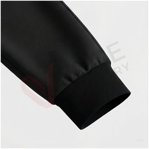 Ensemble de survêtement noir pour homme, manches longues, col montant, fermeture éclair sur le devant, couleur unie, coupe sportive, coupe régulière, vêtements d'automne - Product Image 6