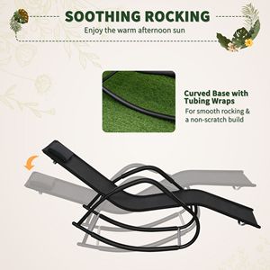 Sdraio a dondolo moderna nera a gravità zero per esterni, sedia da patio per prendere il sole a bordo piscina, arredo da giardino - Product Image 4
