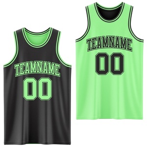 Ensemble de maillots de basket-ball rétro de luxe, uniforme d'équipe personnalisé, maillot et short en maille polyester de qualité supérieure, sans manches, vert et noir - Product Image 1