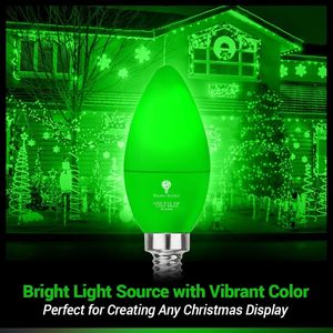 Ampoule LED verte BlueX, lot de 2, 4W (équivalent 40W), culot E12, pour décoration de fête, éclairage de porche, éclairage domestique, fêtes et festivals - Product Image 4