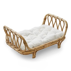 Lit de poupée en rotin naturel, accessoires pour bébé fille, prix le plus bas, meubles de maison de poupée - Product Image 3