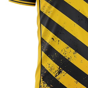 Custom Sublimated Soccer Jersey <b>Men</b> Black Yellow Striped Crew Neck Short Sleeve Moisture Wicking Lightweight Color Blocked - Product Image 5